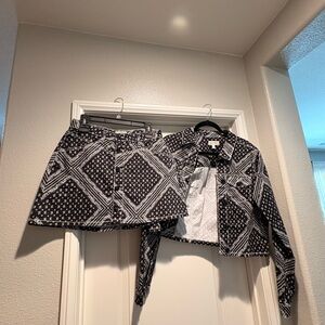 Black & White Geometric Print A-Line Women's Skirt - Brand